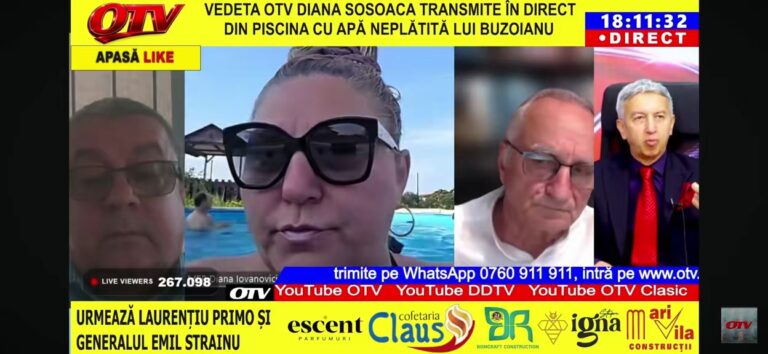 Transmite Diana Șoșoacă în direct la OTV din piscina lui Buzoianu?